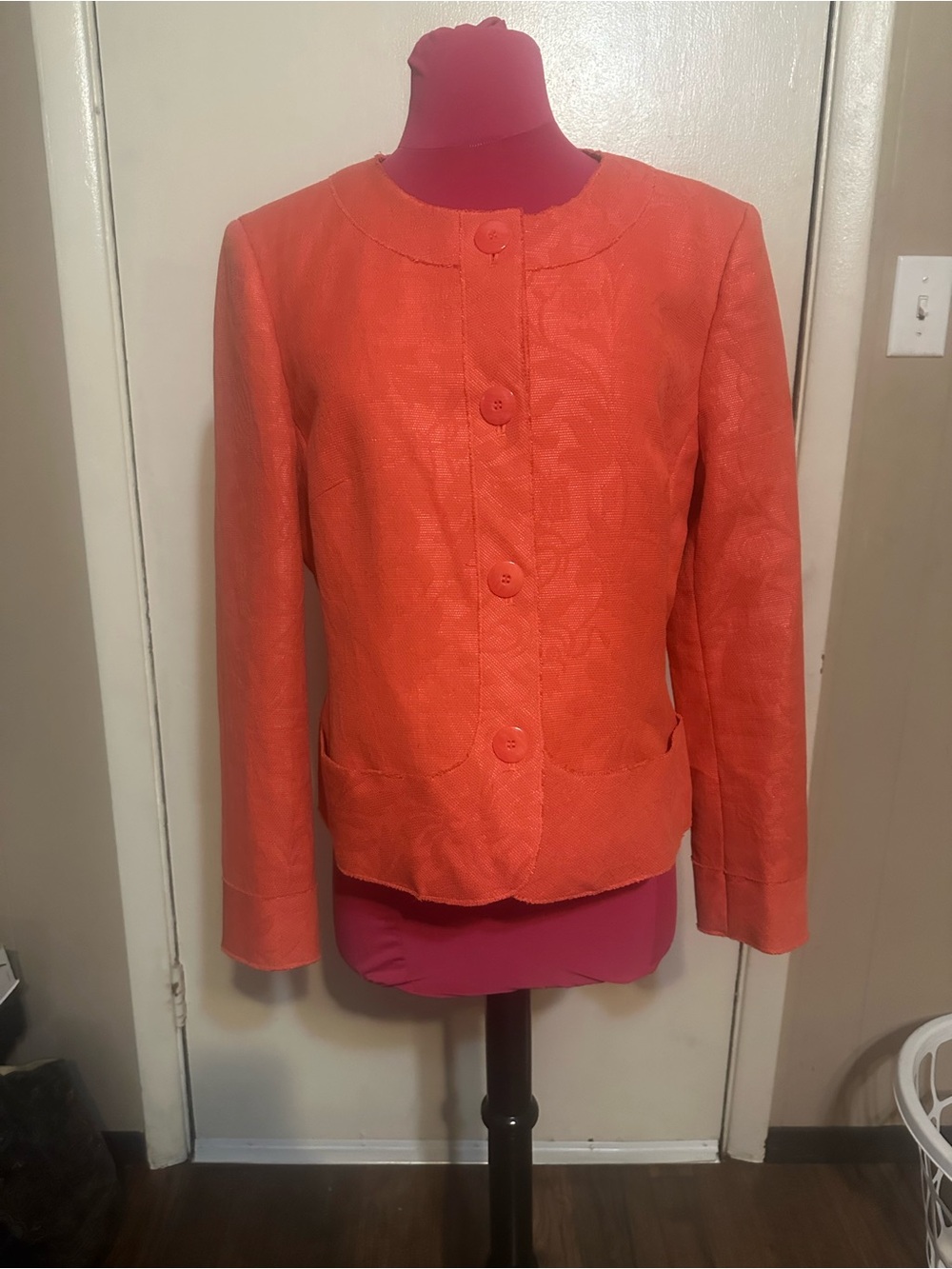 Talbots Orange Textured Button Jacket Size 12 - Picture 8 of 8